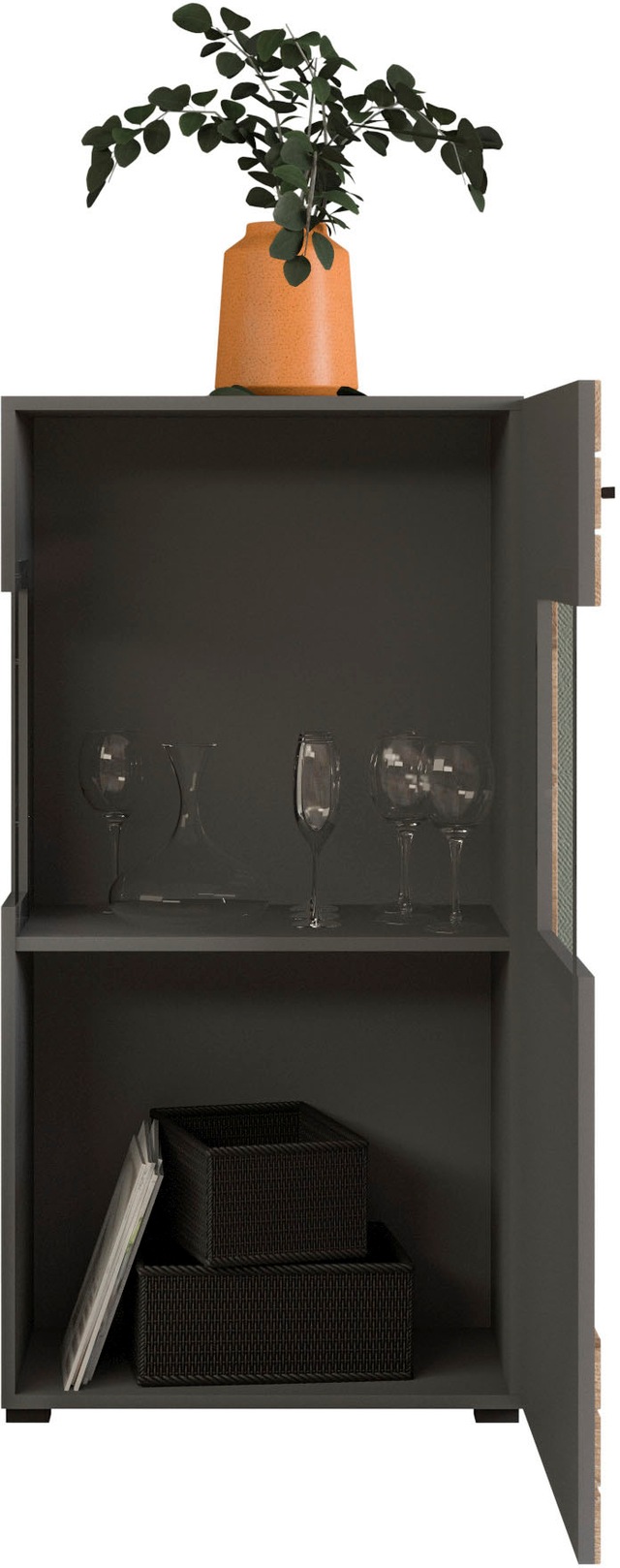 INOSIGN Vitrine »Aalborg, Höhe 118 cm, 1 Glastür, 2 Fächer, 2-farbig, Metallgriffe« Anrichte, Schrank, Kommode, Midischrank, Wohnmöbel, Wohnzimmer