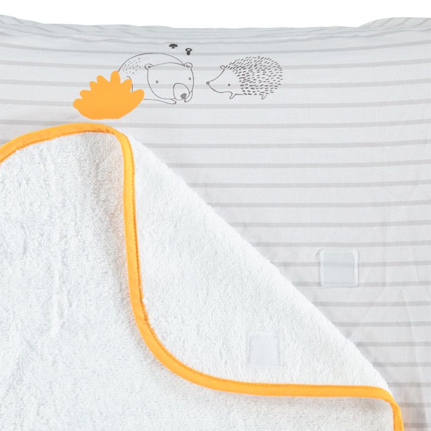 Housse de matelas à langer à rayures et tapis en éponge - Blanc