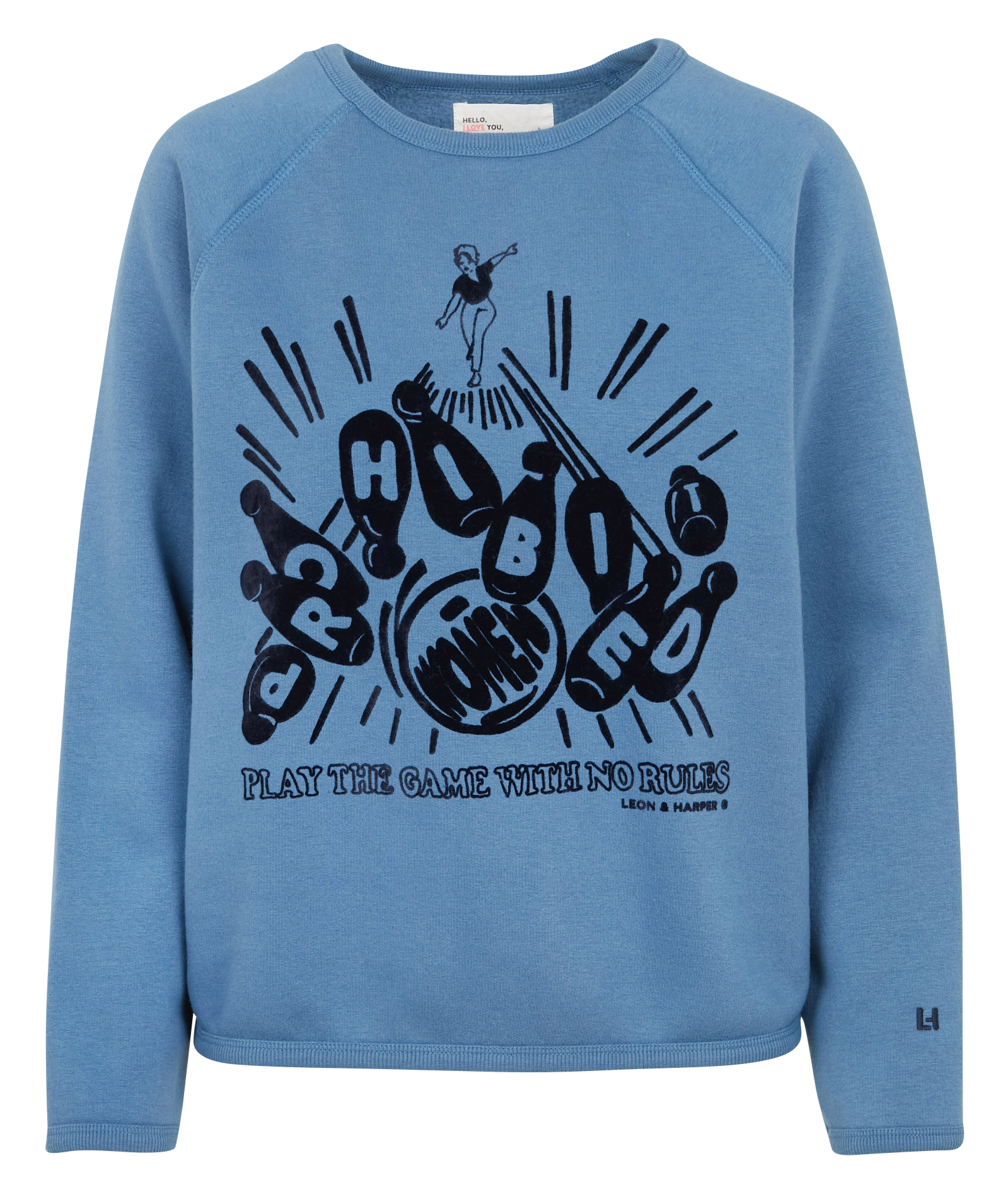 SHINE - Sweat ample col rond sérigraphié en coton mélangé| Bleu