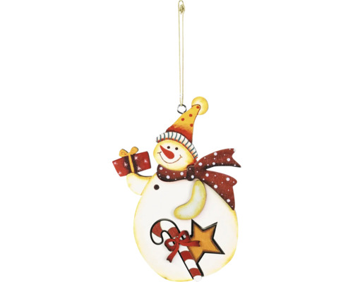 Kerstdecoratie hanger sneeuwpop hout wit