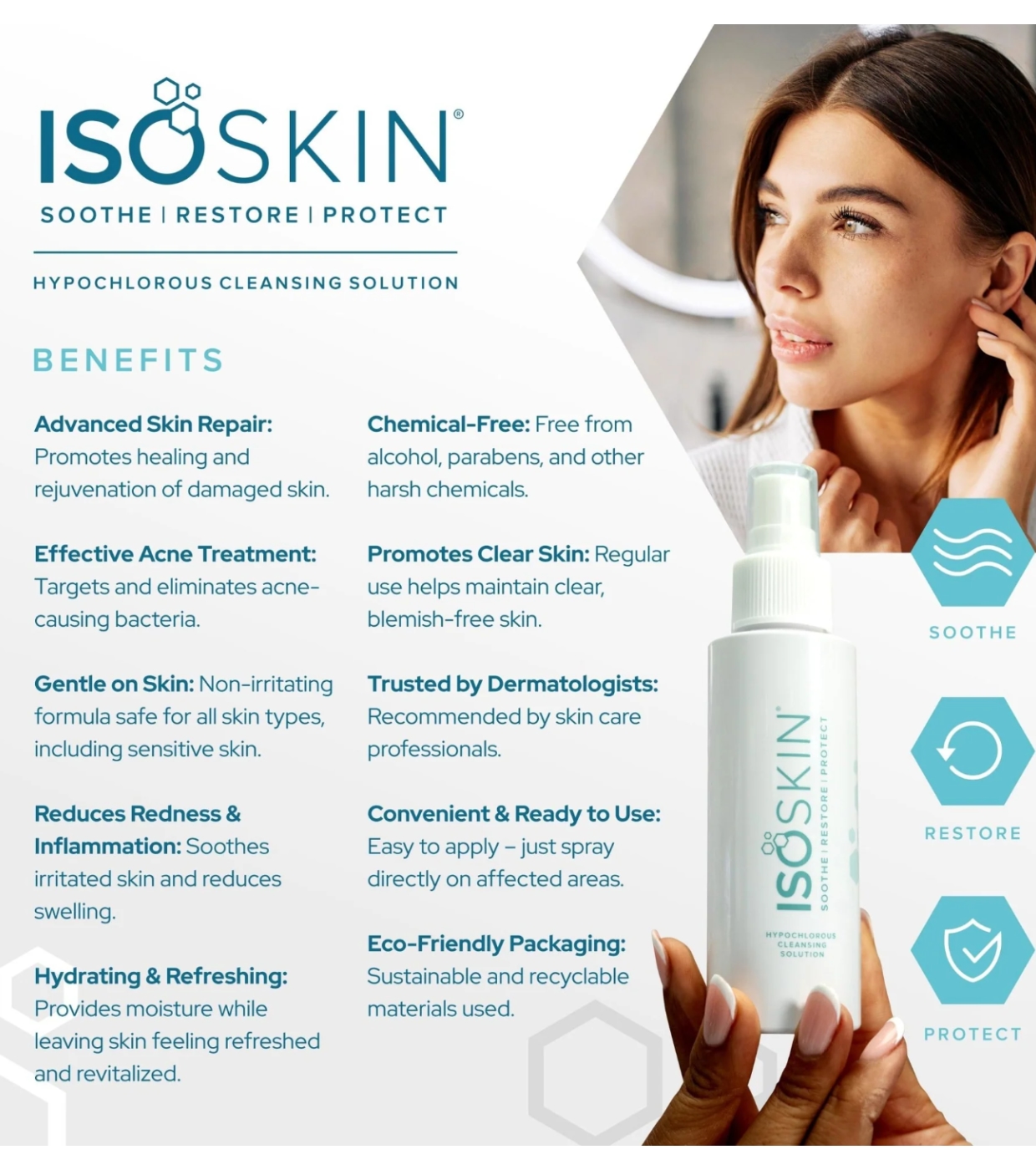 ISOCLEAN - *ISOSKIN* - Spray facial e corporal Hypochlorous - 100ml