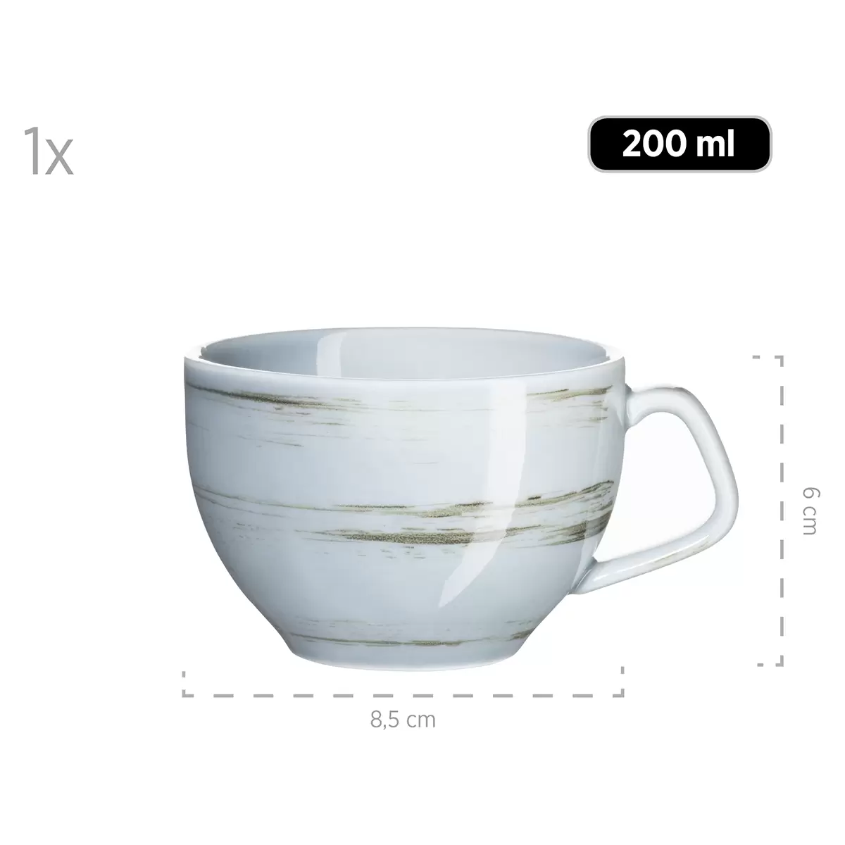 Kaffeetassen-Set 4tlg. DERBY beige,dunkelgrau,blau,weiss