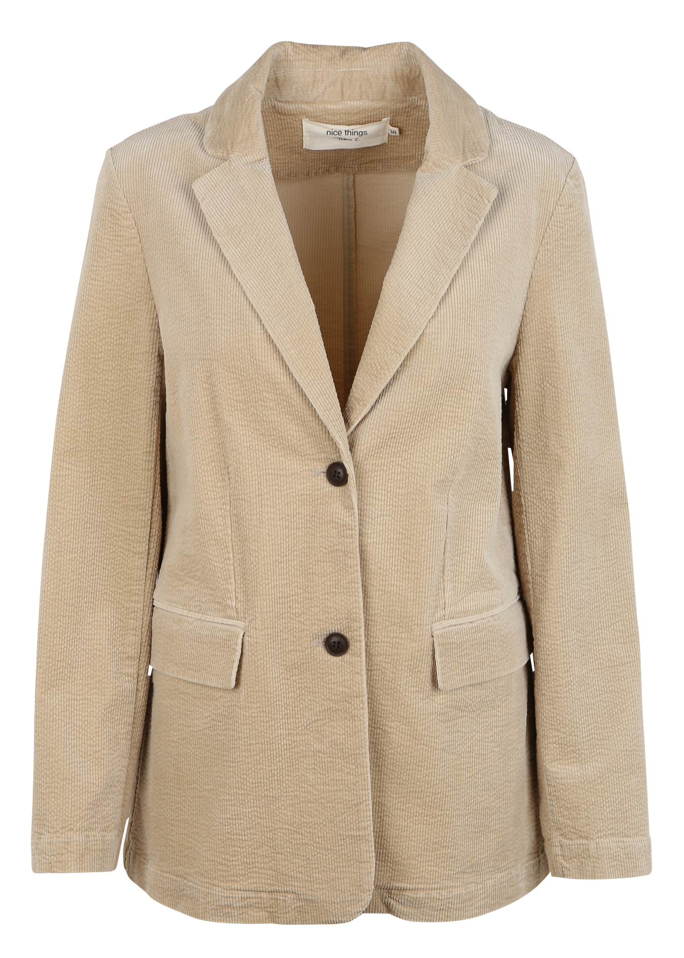 Blazer droit en coton velours| Beige