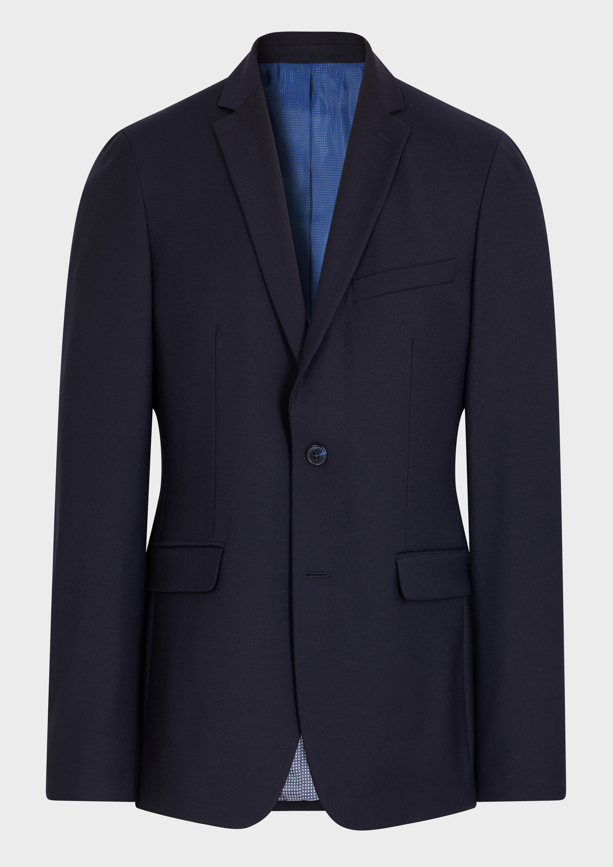 Veste coordonnable Regular en laine mélangée unie bleu marine