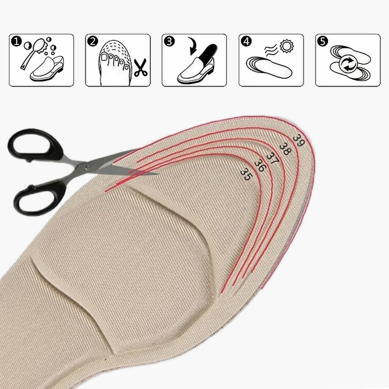 (1 Paar) 7mm Ultraweiche Schaumstoff Pads Schuhsohlen Einlage Anti-Rutsch / Massage Einlagen - Beige