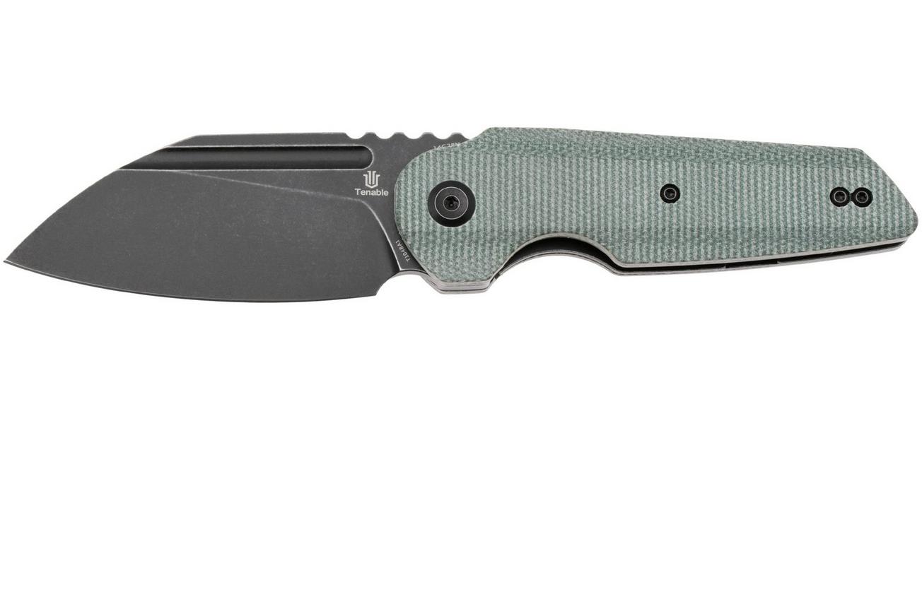 Tenable Knives Rafe L T1048A1 Blackwashed 14C28N, Green Micarta, zakmes, 4T5 design