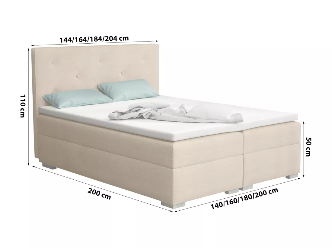LIT BOXSPRING avec surmatelas Holta 180x200 cm, Orinoco 22 (Beige brun clair)