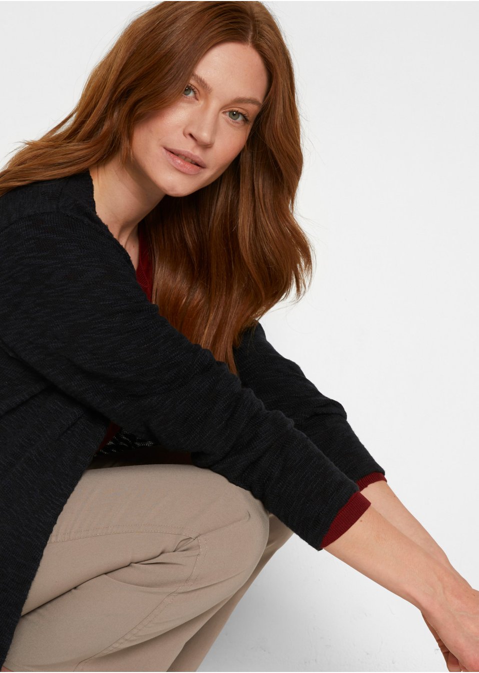 Manteau long en maille, manches longues