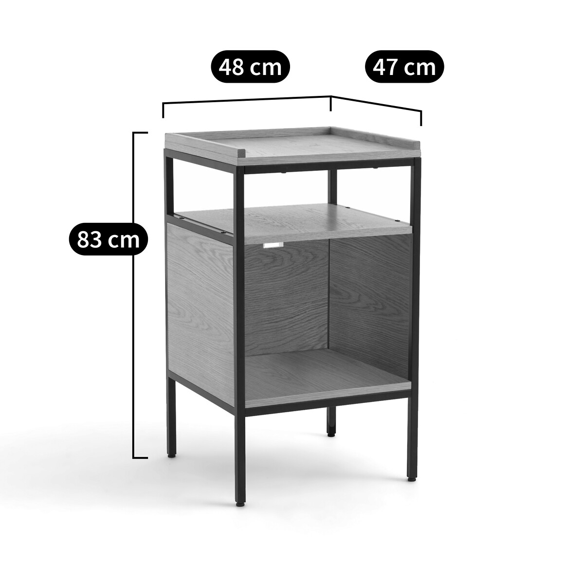 LA REDOUTE INTERIEURS<br>Móveis em vinil com acabamento em carvalho e metal, 48 cm de comprimento, Volga
