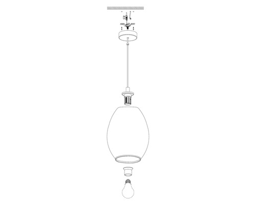 Hanglamp, 1-lichts, HxØ 110x18 mm, zwart/gerookt glas/transparant