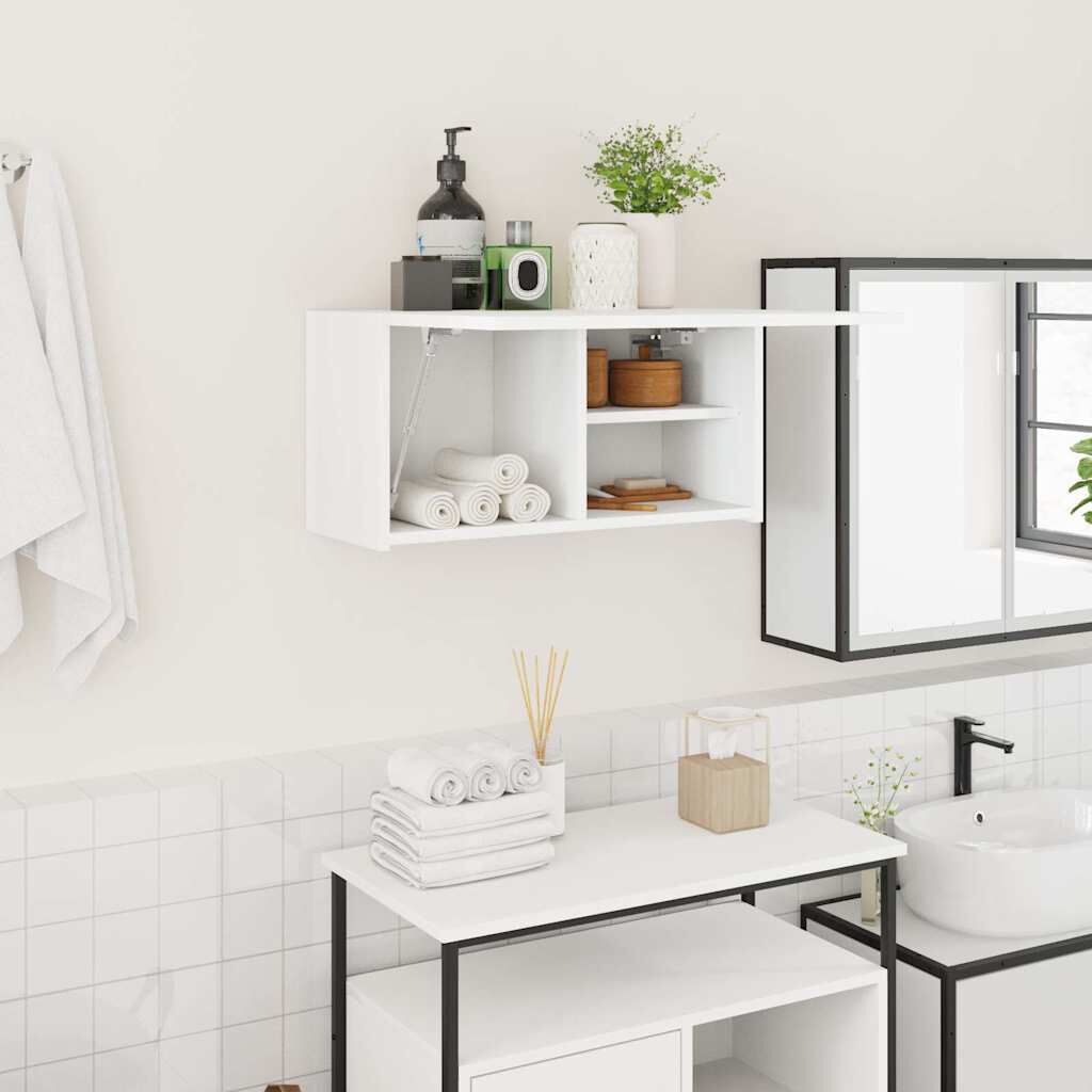 vidaXL Badkamerkast aan de muur, wit 60x25x30 cm
