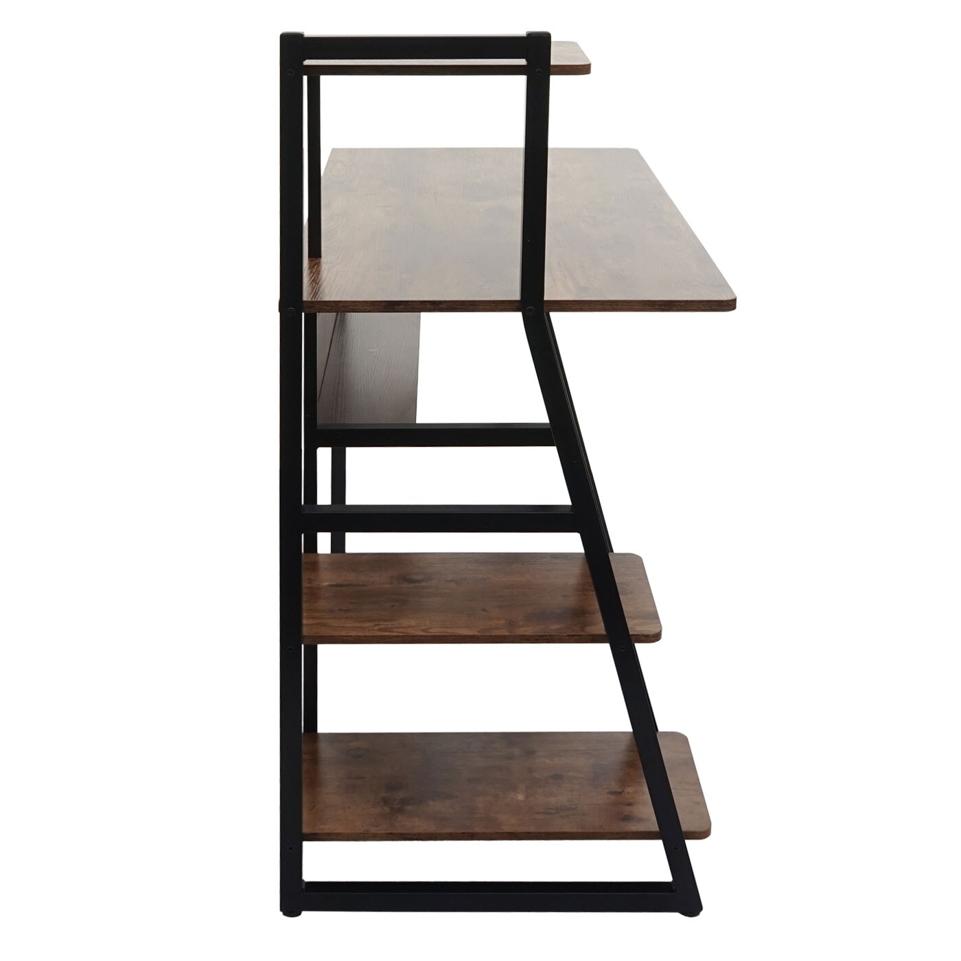 Schreibtisch mit Regal MCW-K68, Laptoptisch Bürotisch Arbeitstisch, MVG-zertifiziert 100x50cm, Metall MDF ~ braun