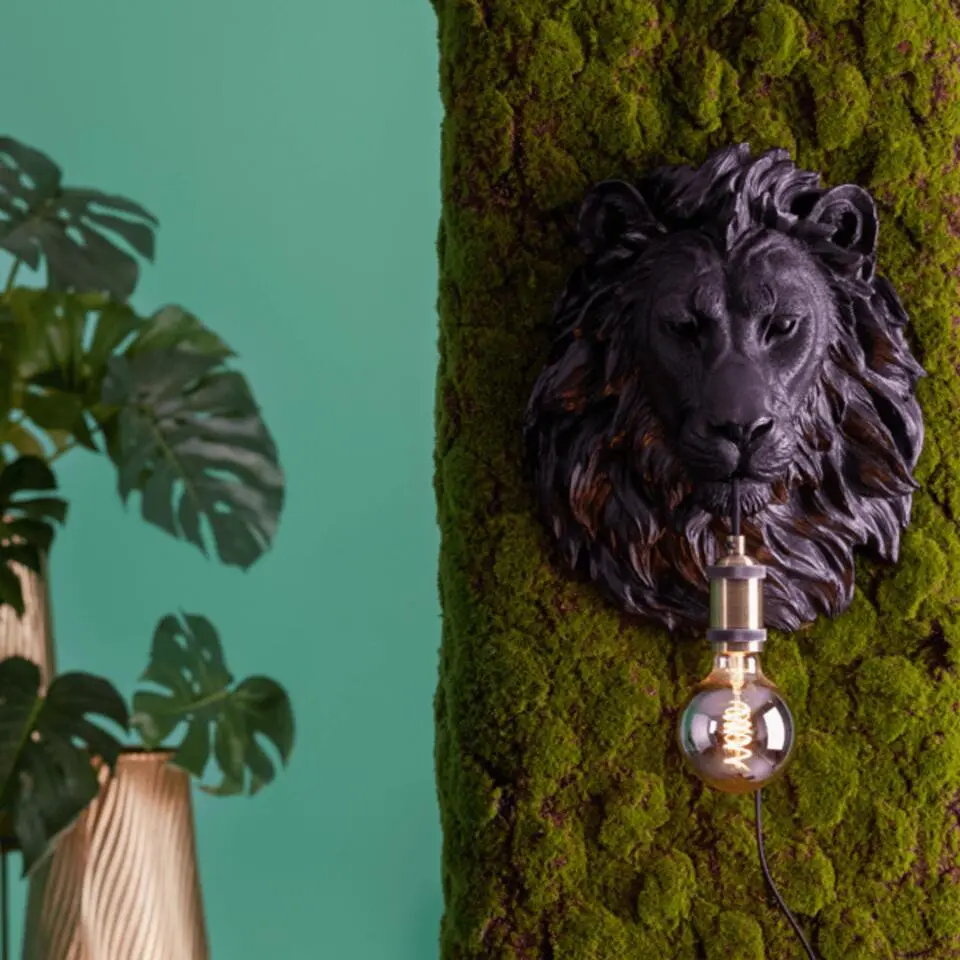 Wandlamp Lion - Zwart - 33.5x19x40.5cm