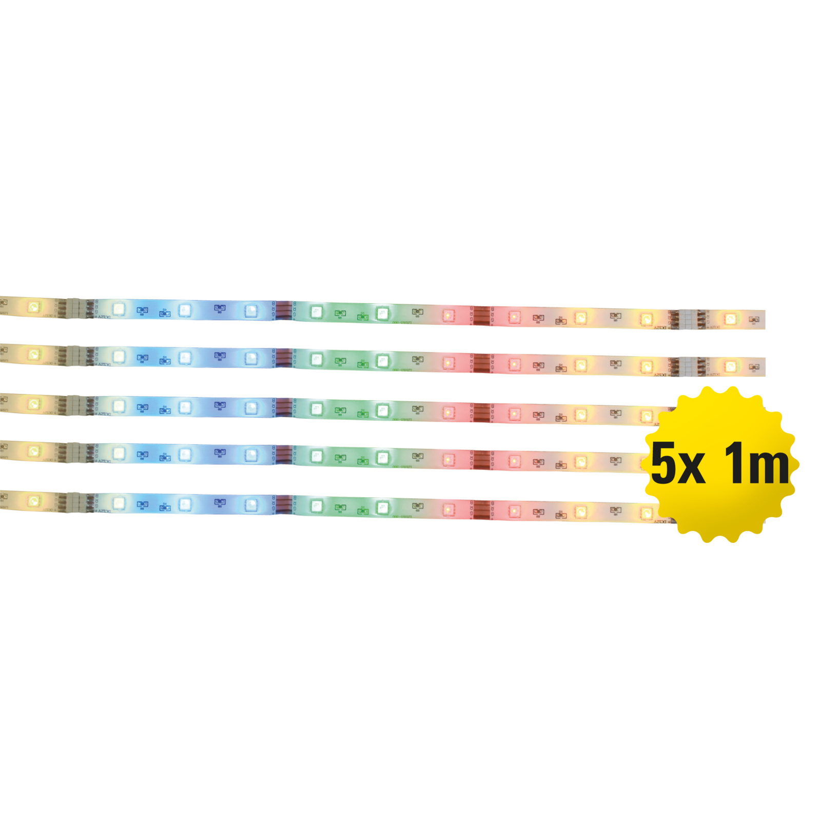 5er-Set RGB-LED-Stripes - mit Fernbedienung - je 1 Meter