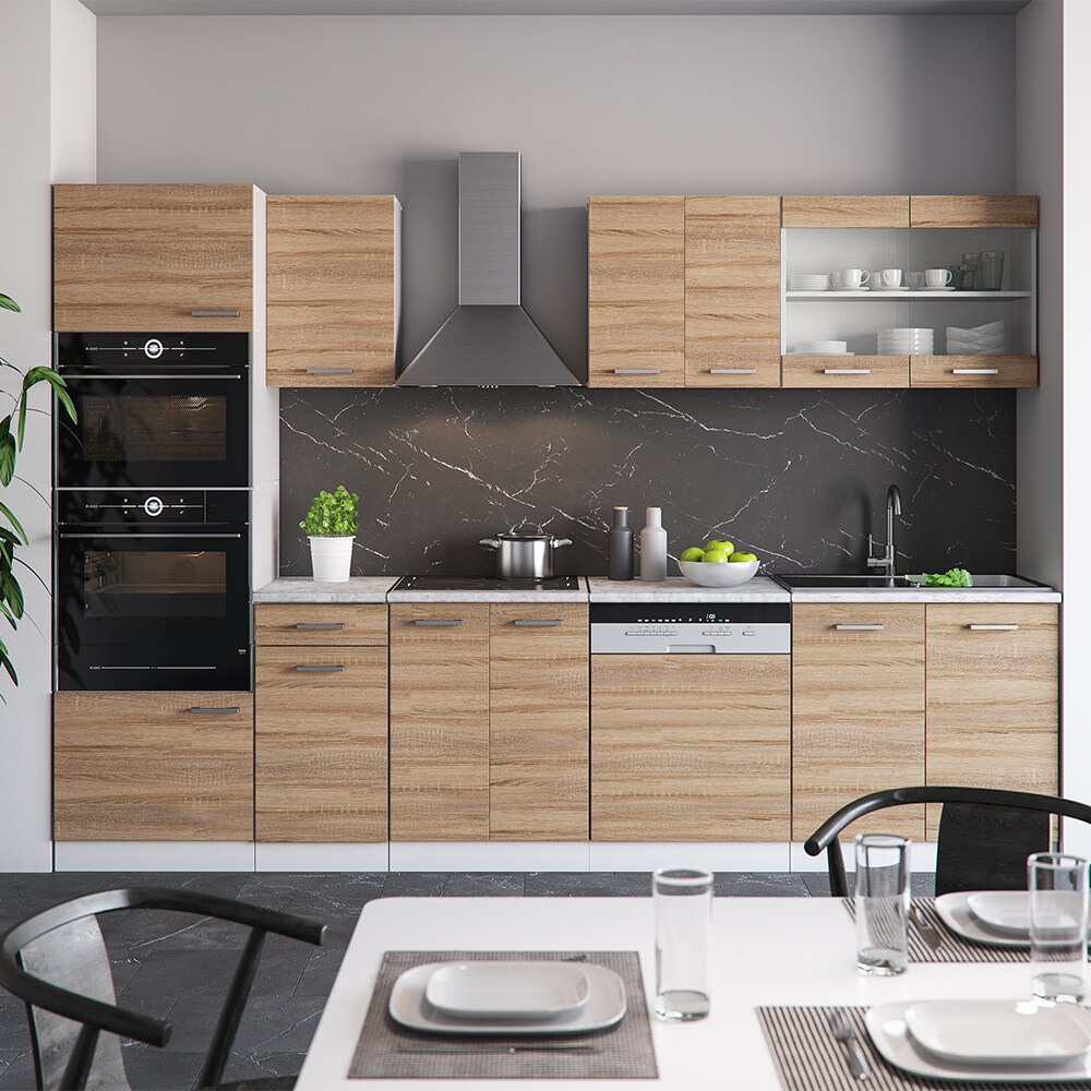 VICCO KÜCHE R-LINE 300 CM KÜCHENZEILE KÜCHENBLOCK EINBAUKÜCHE – SONOMA EICHE