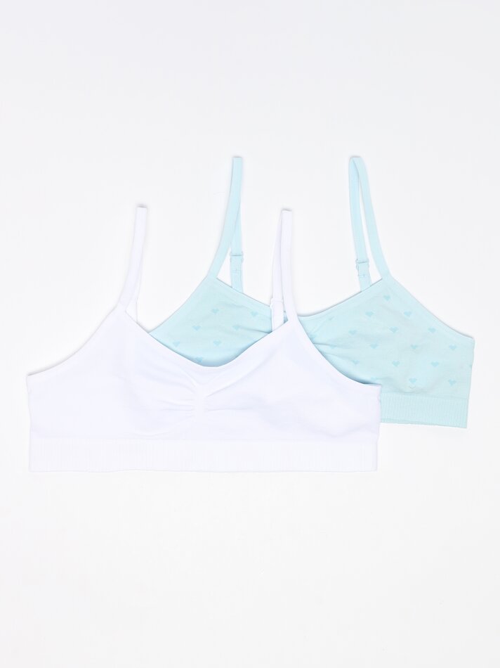Conjunto com 2 regatas sem costura - Azul/Branco