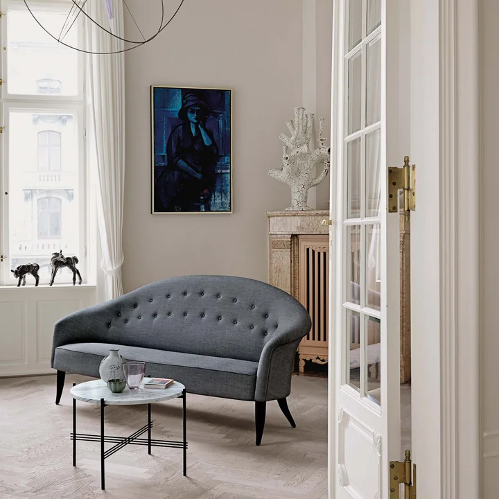 Gubi - TS Couchtisch Ø 40 cm, poliert / Marmor grau