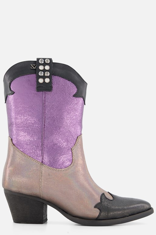Lazamani Metallic Cowboylaarzen paars Leer
