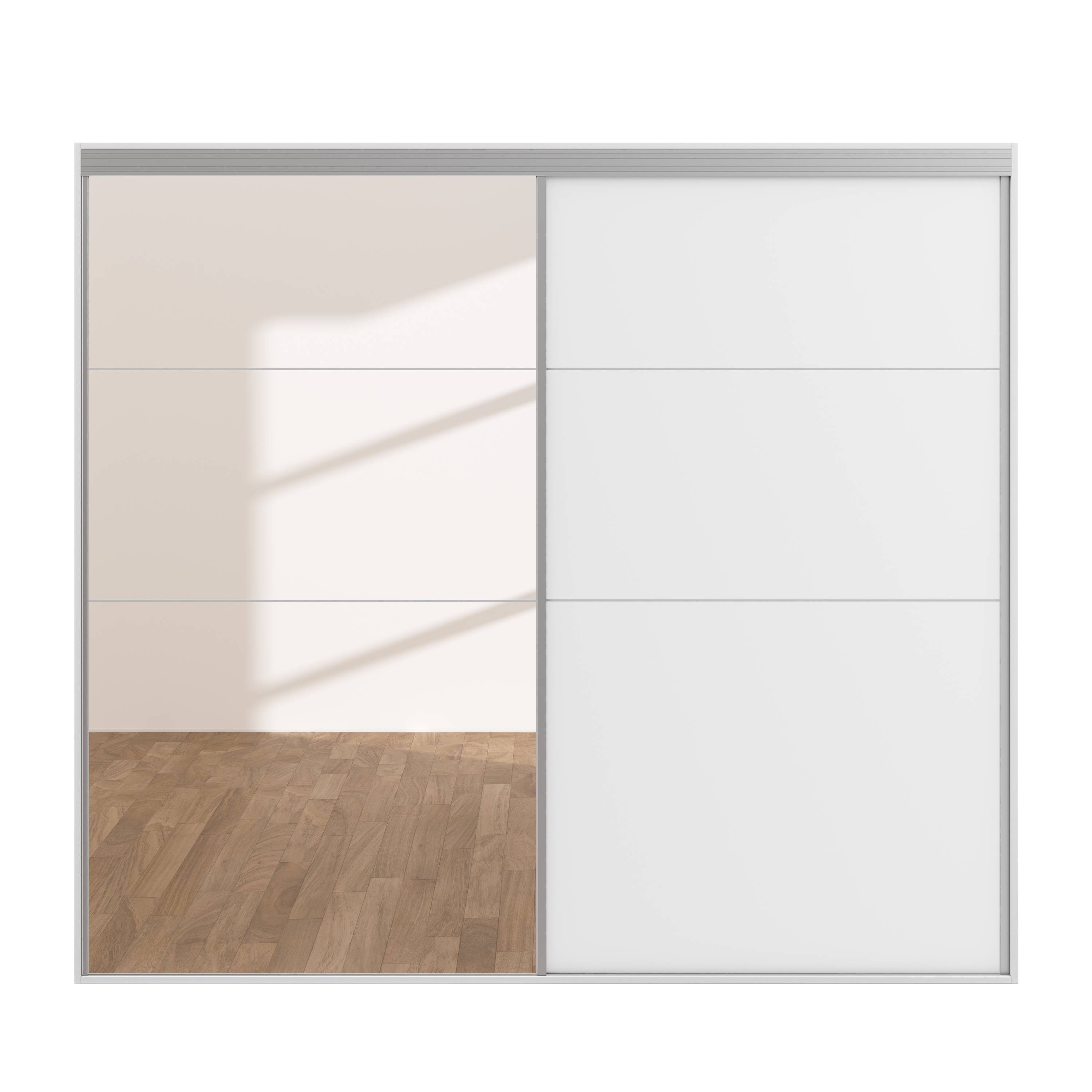 Kleiderschrank Schiebetüren mit Spiegel REVA 230 cm weiss