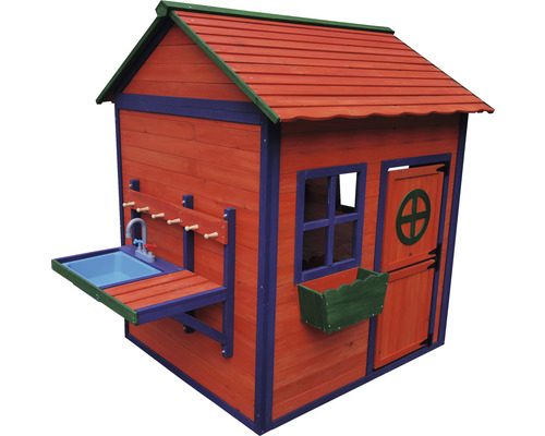 Speelhuis met modderkeuken 128 x 124 x 150 cm rood blauw