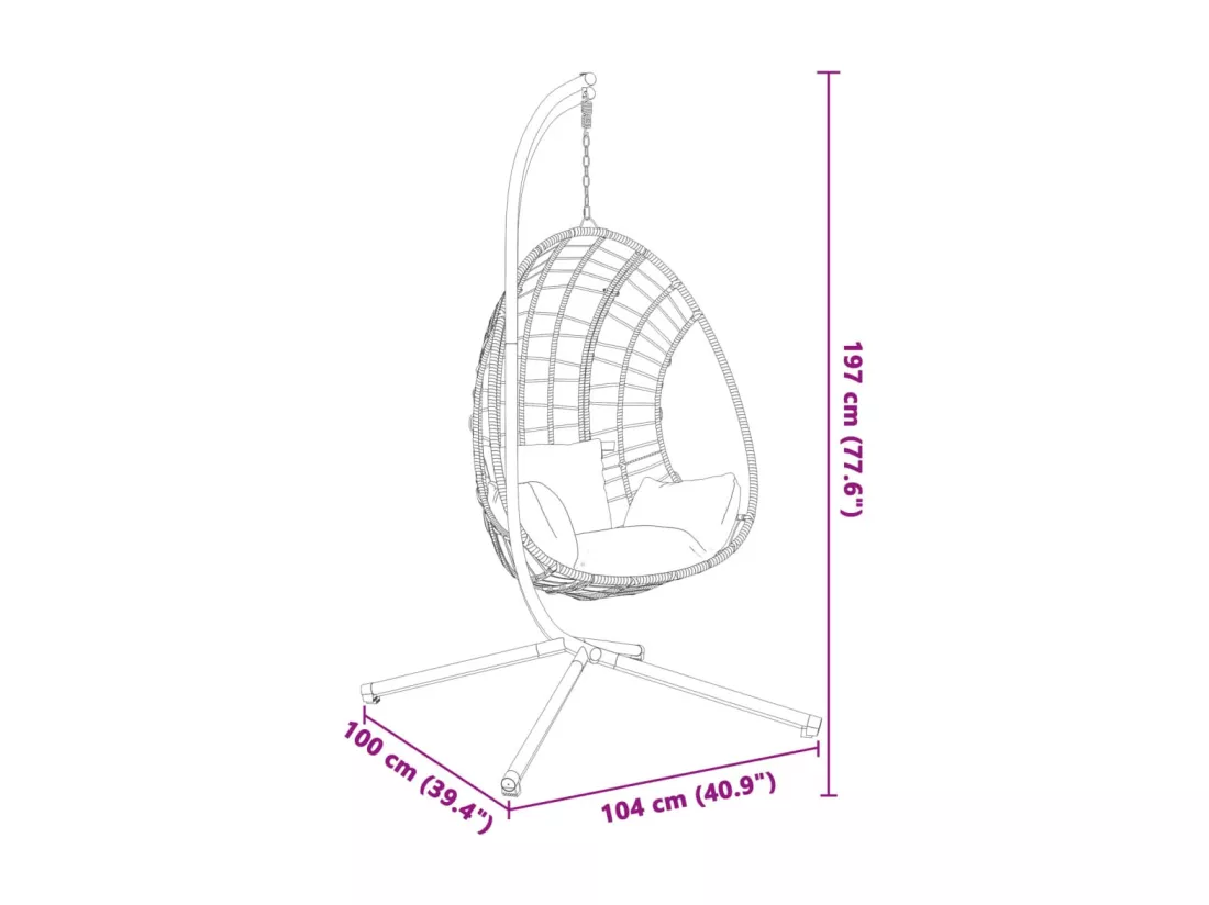 Support de chaise suspendue en forme d'œuf anthracite acier