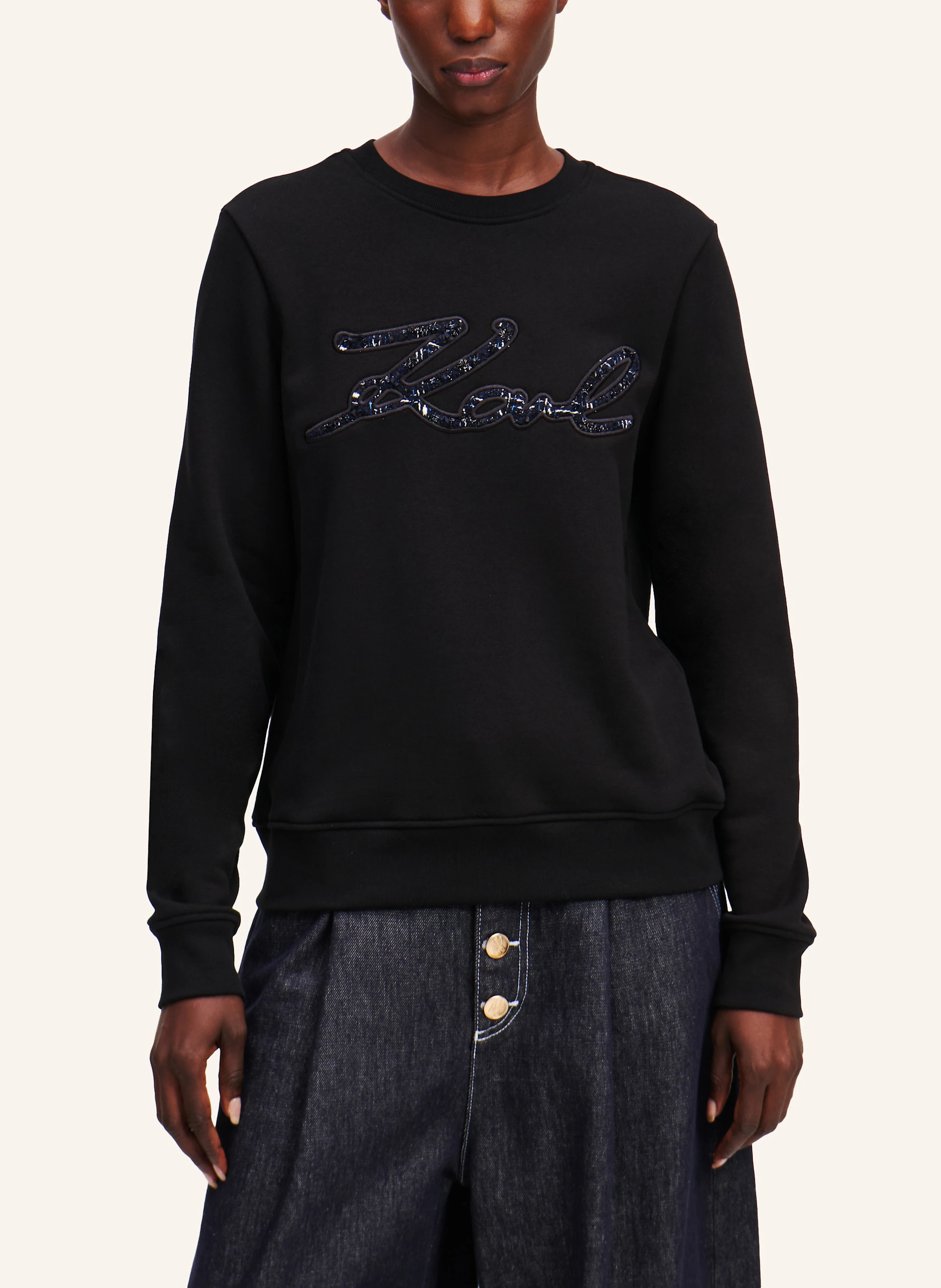 KARL LAGERFELD SWEATSHIRT MIT KARL-SIGNATUR AUS BOUCLÉ