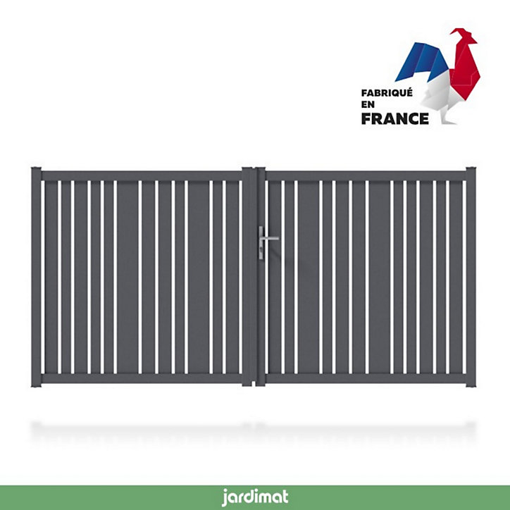 Portail Jardimat aluminium Genes gris 7016 - 300 x h.152 cm