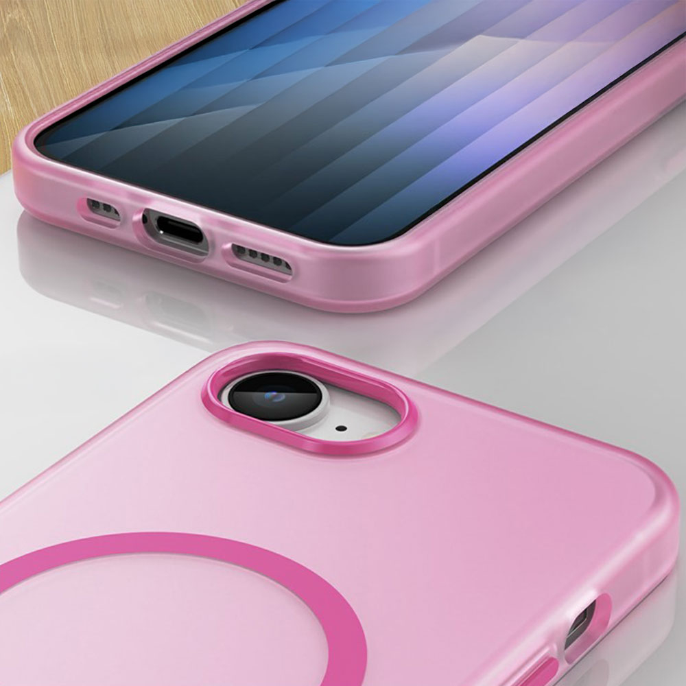 iPhone 16e MagSafe Hybrid Hülle TPU Bumper Slim Design Matt - Pink / Transparent