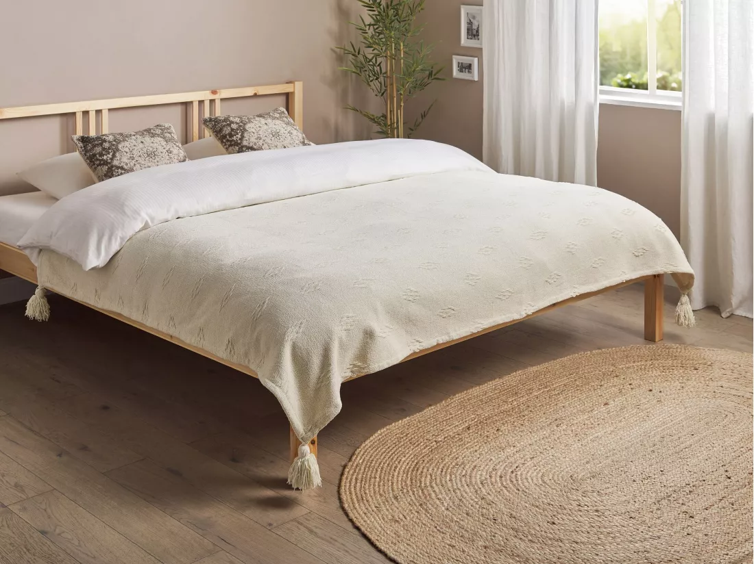 Couvre-lits KAZY Coton 150 x 200 cm Beige
