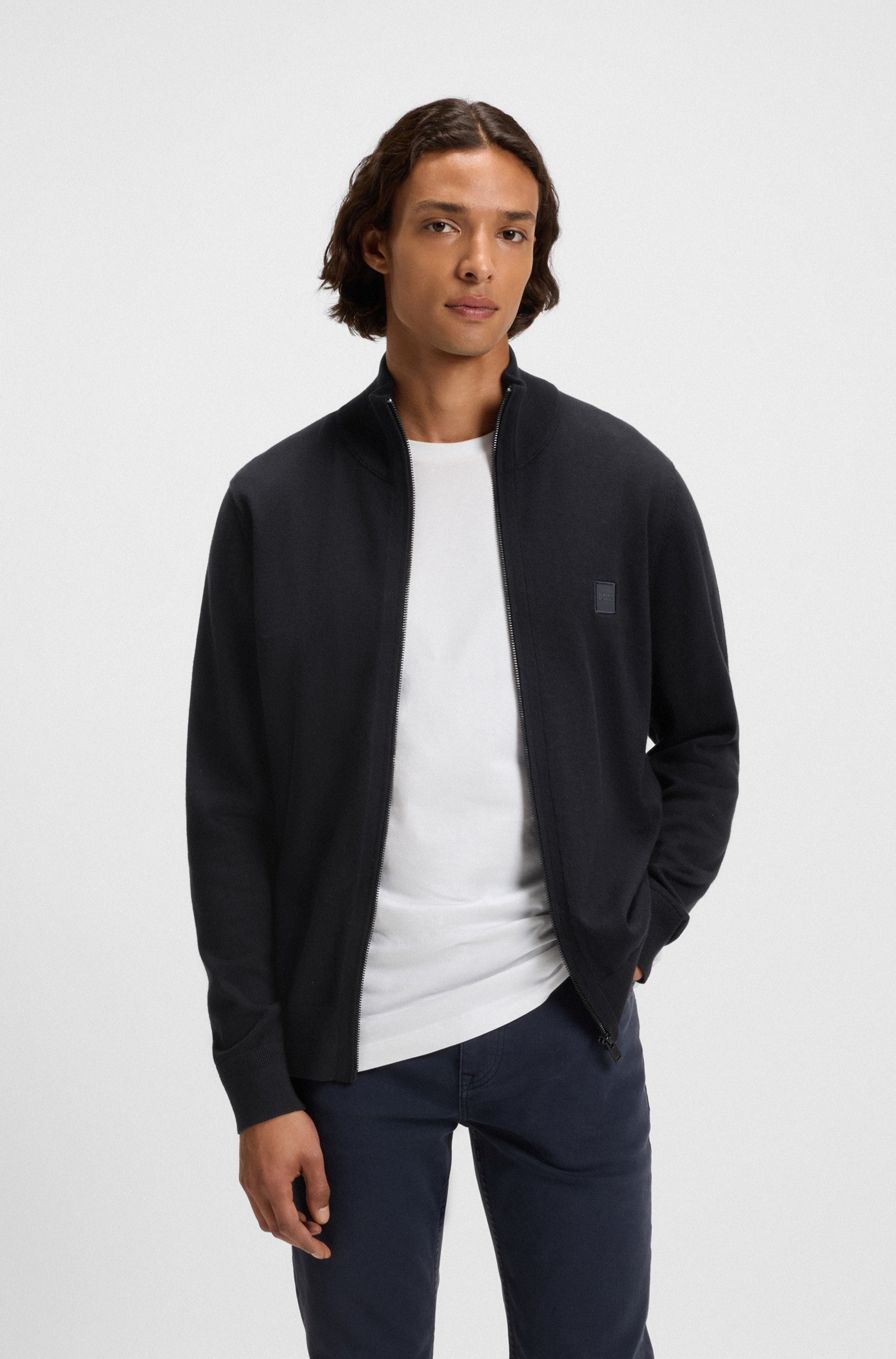 BOSS ORANGE Strickjacke »Kanozip«, mit Reissverschluss