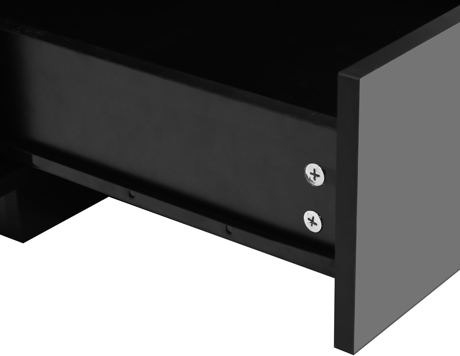 okwish Couchtisch für Wohnzimmer Holztisch Moderner Sofatisch, Schwarz Glanz Kaffeetisch mit LED-Leuchten und 2 Schubladen Lagerung für Zuhause 100 * 60 * 49.5cm