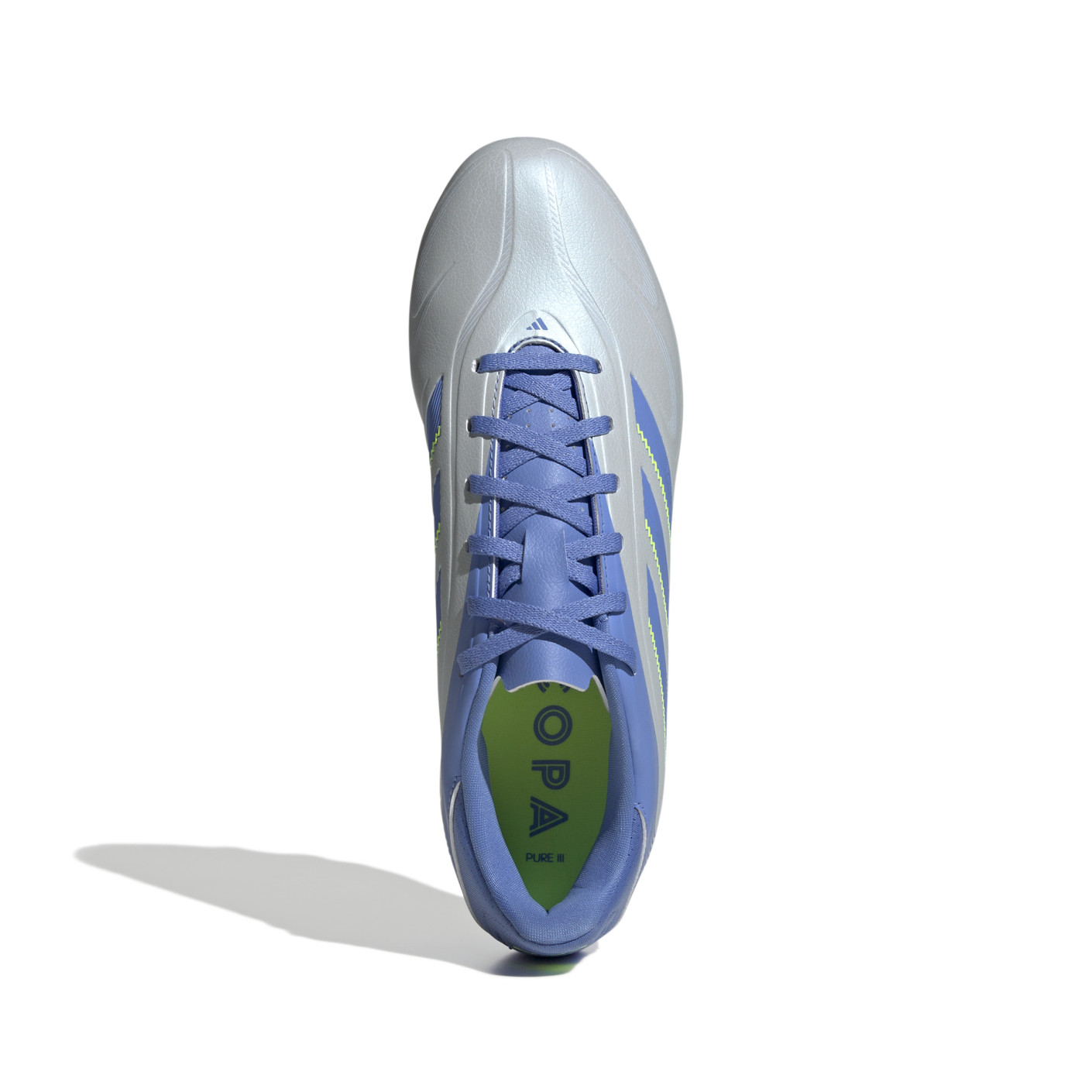 Adidas Copa Pure III Club Gras / Kunstgras Voetbalschoenen (MG) Blauw Grijs Neongeel