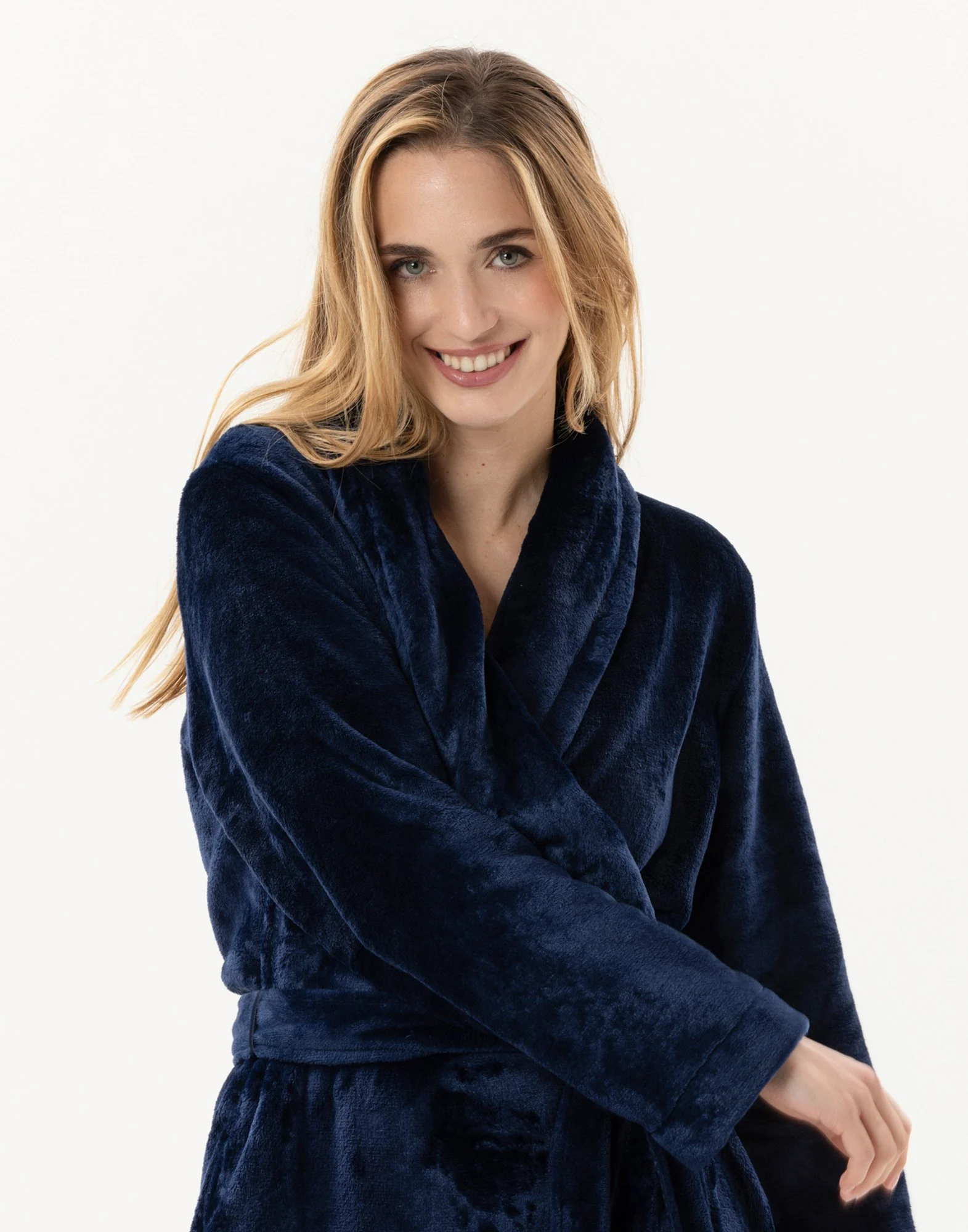 ESSENTIEL H61B - Peignoir en peluche flanelle | Bleu