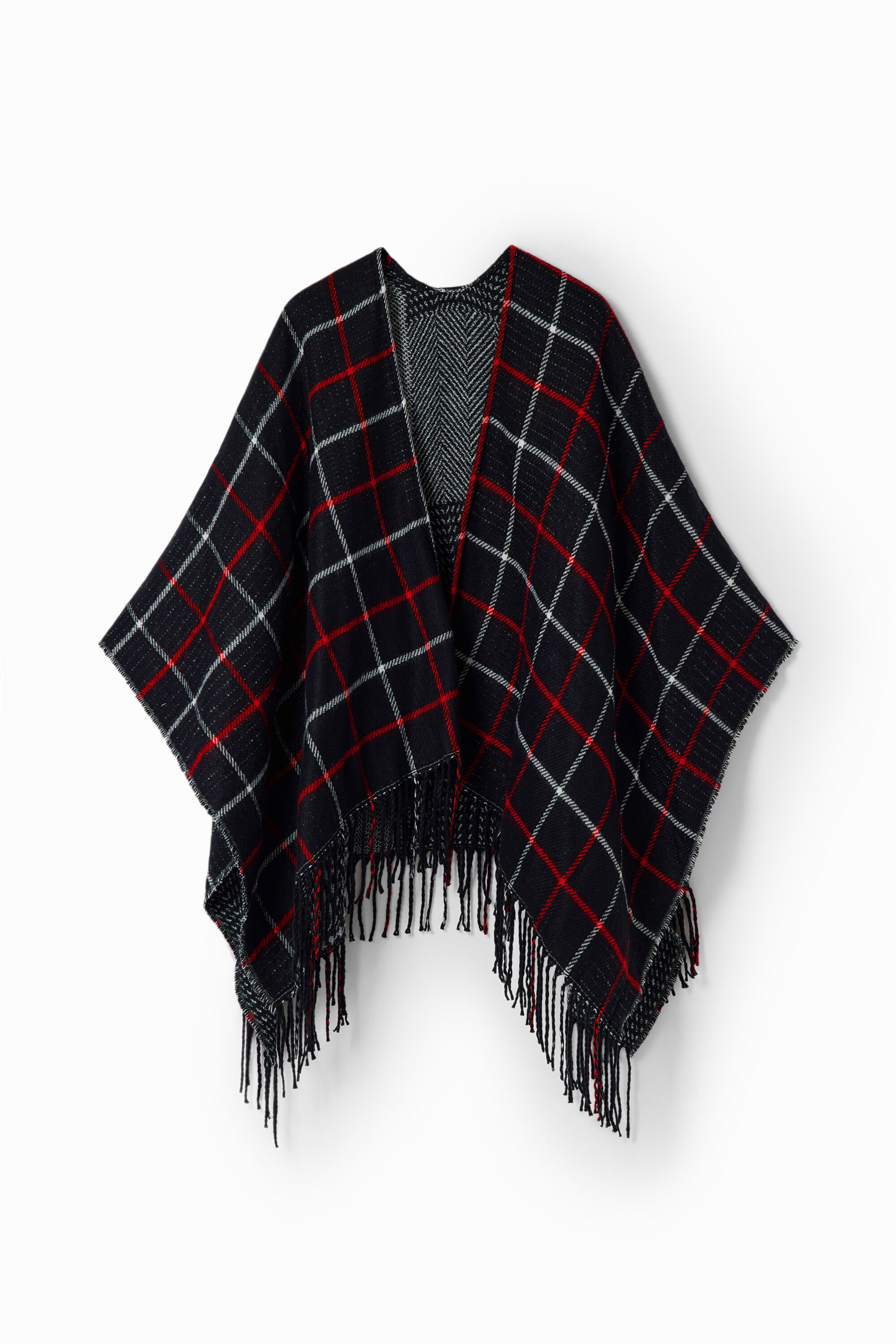Poncho réversible carreaux