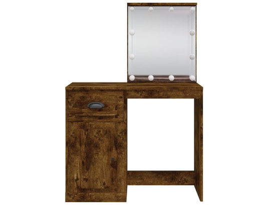 VIDAXL - Coiffeuse avec lumières led chêne fumé 90x42x132,5 cm