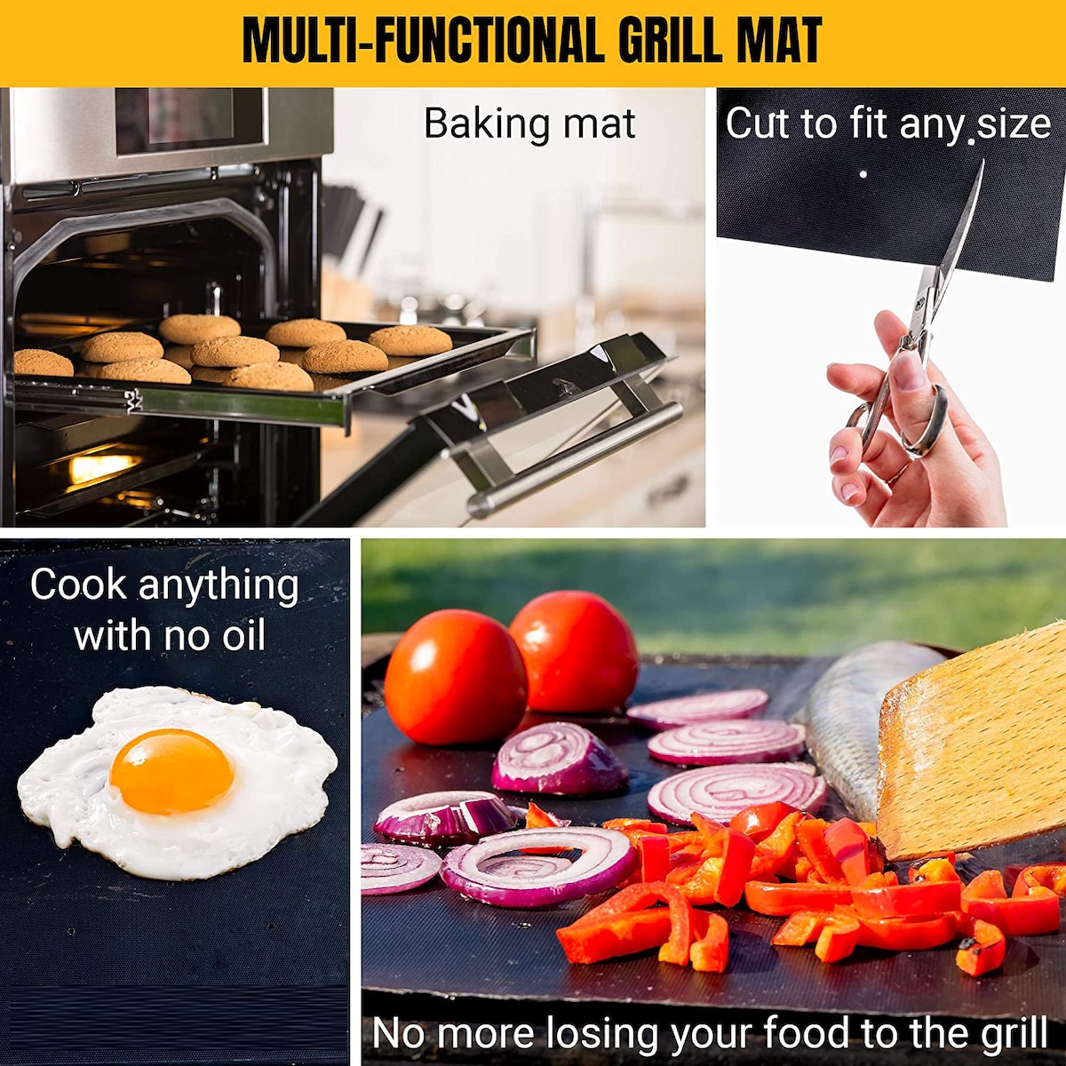Grillmatte med hull non-stick Sort 5-pak