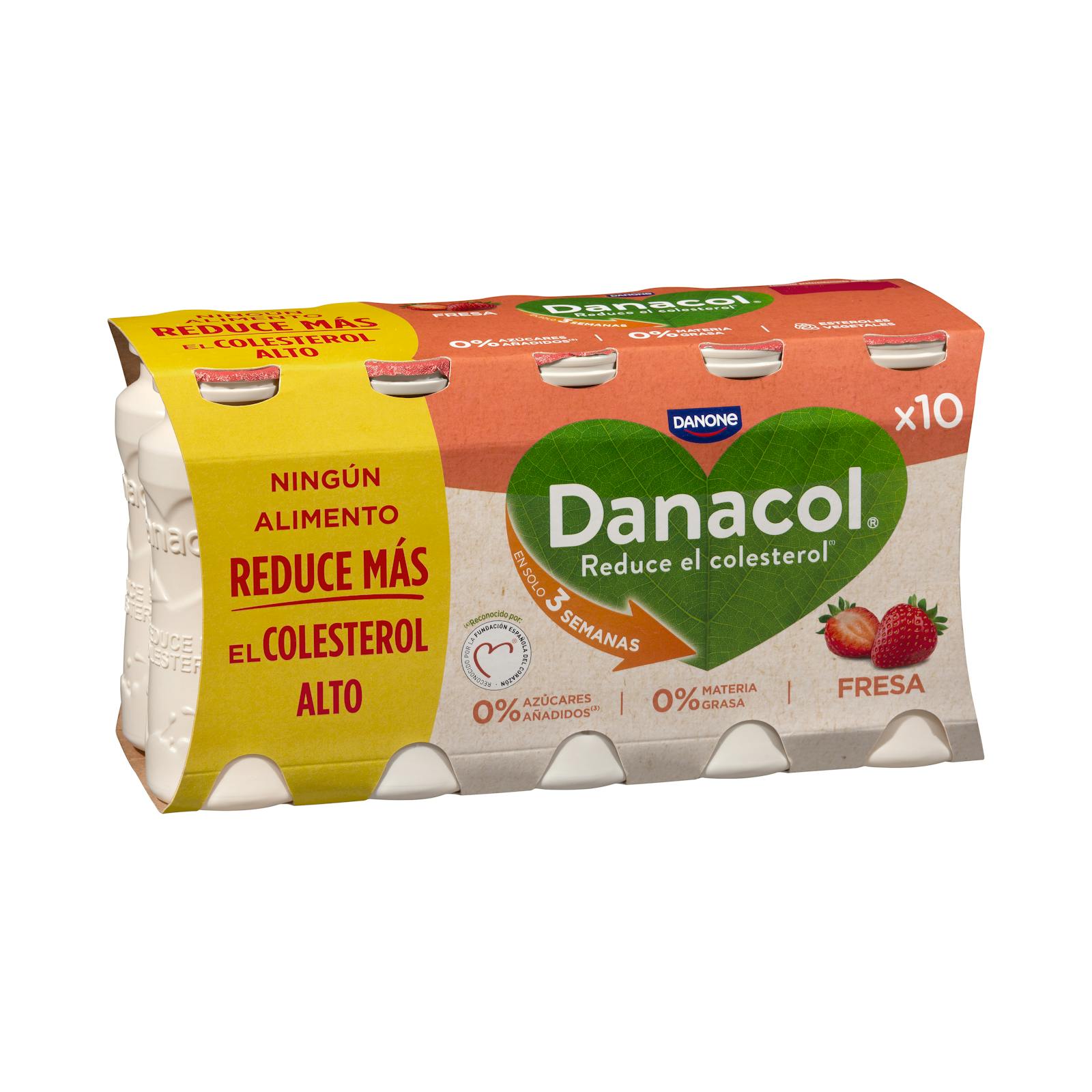 Boisson lactée à la fraise Danacol 0% sucres ajoutés