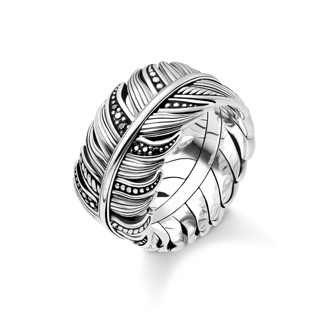 Thomas Sabo Sterling Silver Rebel at Heart Ring Feder Pavé