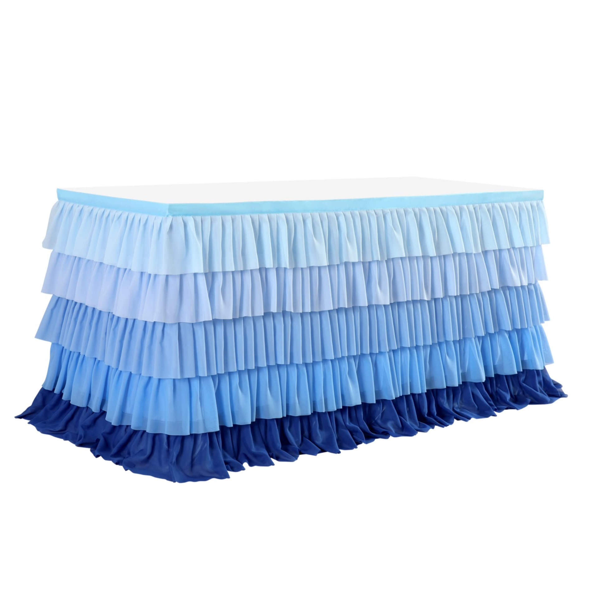 (182x91cm) Tisch Deko Rüschen Tüll Tischrock Vorhang für Party / Hochzeit / Geburtstag - Blau