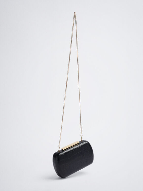 Clutch De Fiesta Grabado Animal - Preto