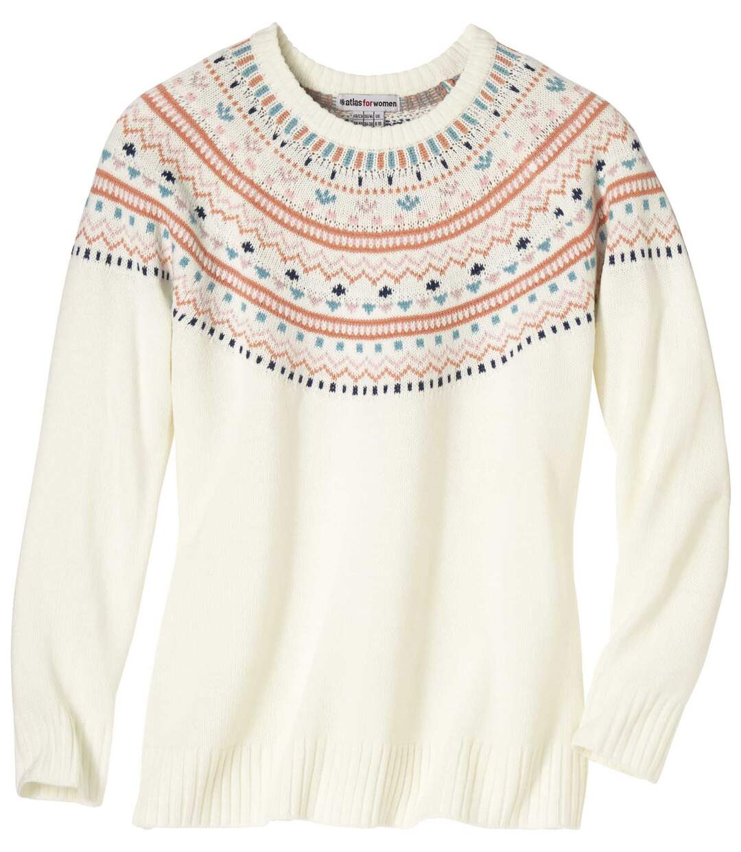Pull Tricot à Col Rond Motifs Jacquard