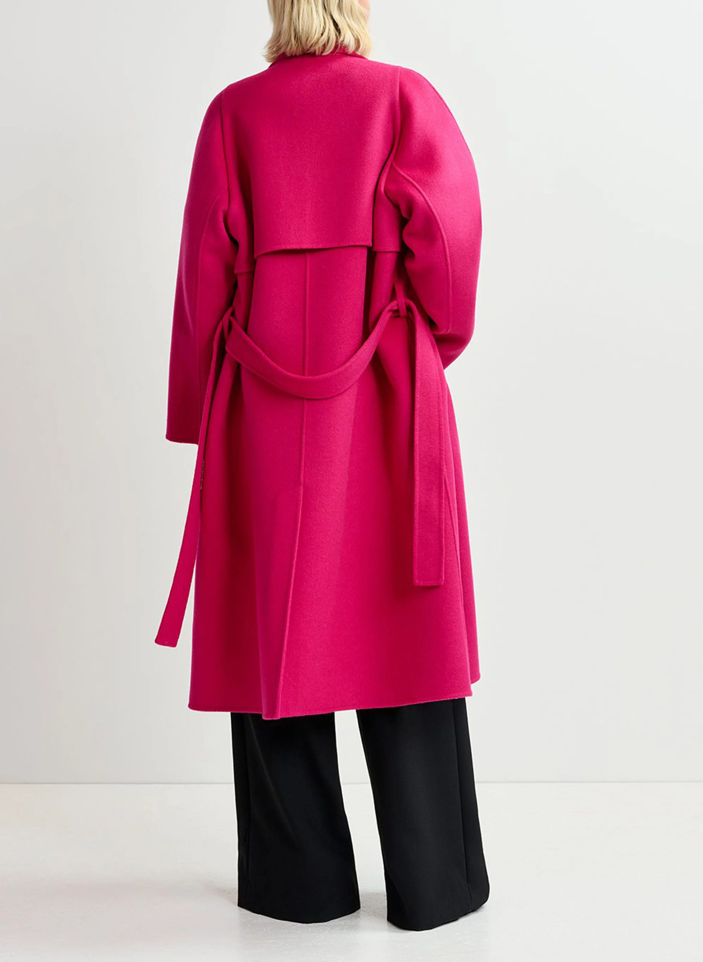 GIMPLY - Manteau long ceinturé en laine | Rose
