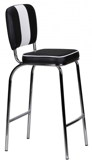 Barhocker Lederlook schwarz/weiß