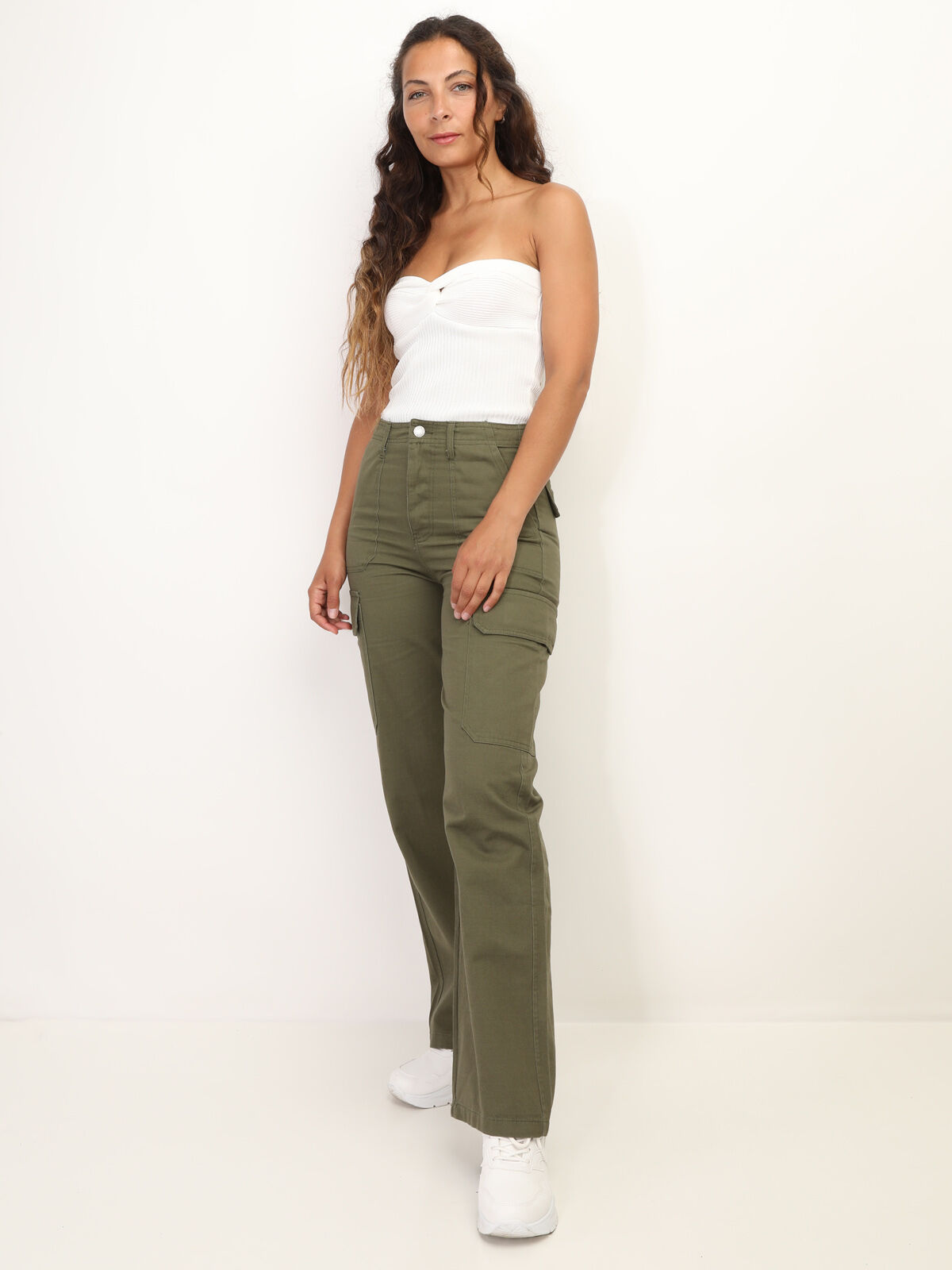 Pantalon cargo style utilitaire- Kaki