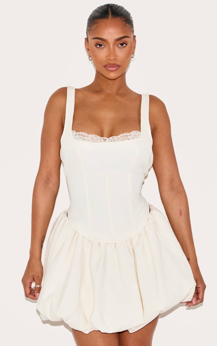 Crème Ensemble Top Corset À Bordure En Dentelle Shape