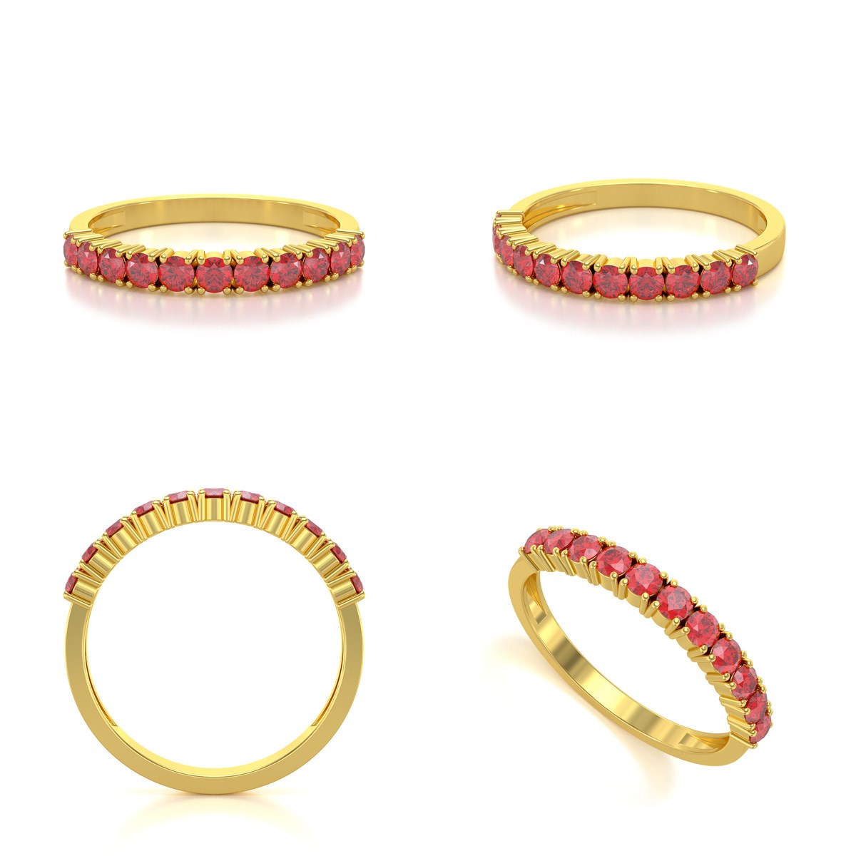 Bague ADEN Or 585 Jaune Rubis 1.64grs