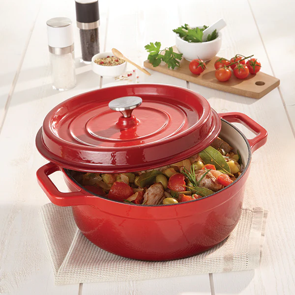 Cocotte en fonte ronde 24 cm 3,7 L rouge Mathon