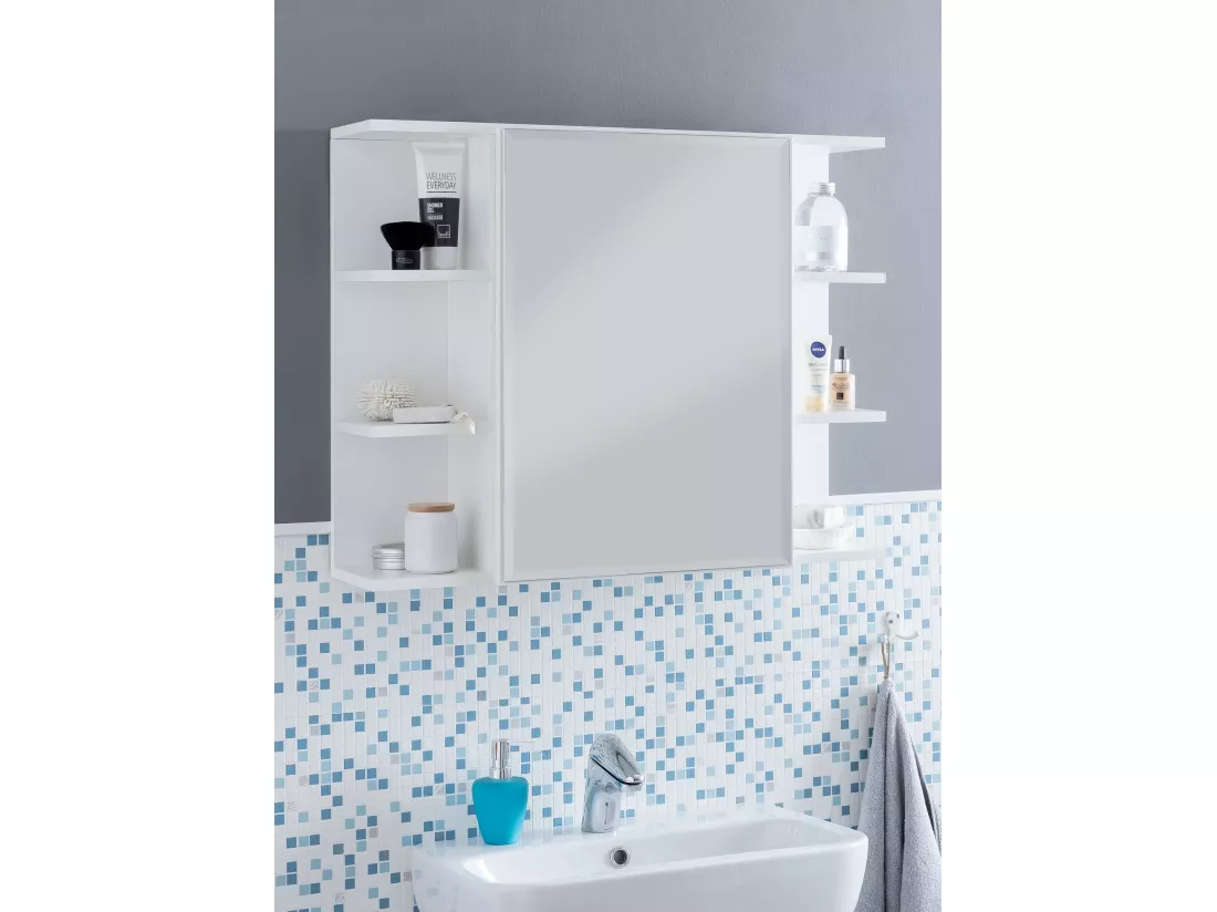 moderne Armoire murale en bois miroir 80x64,5x20cm Blanc