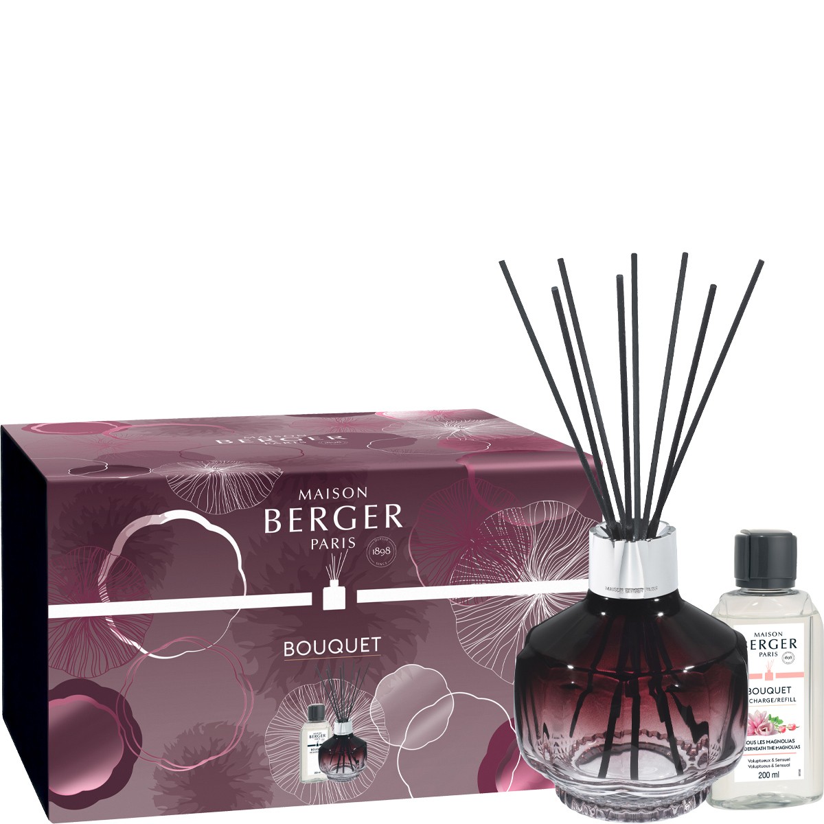 Coffret bouquet parfumé & recharge - Molécule - Sous les magnolias - Prune - 200 ml