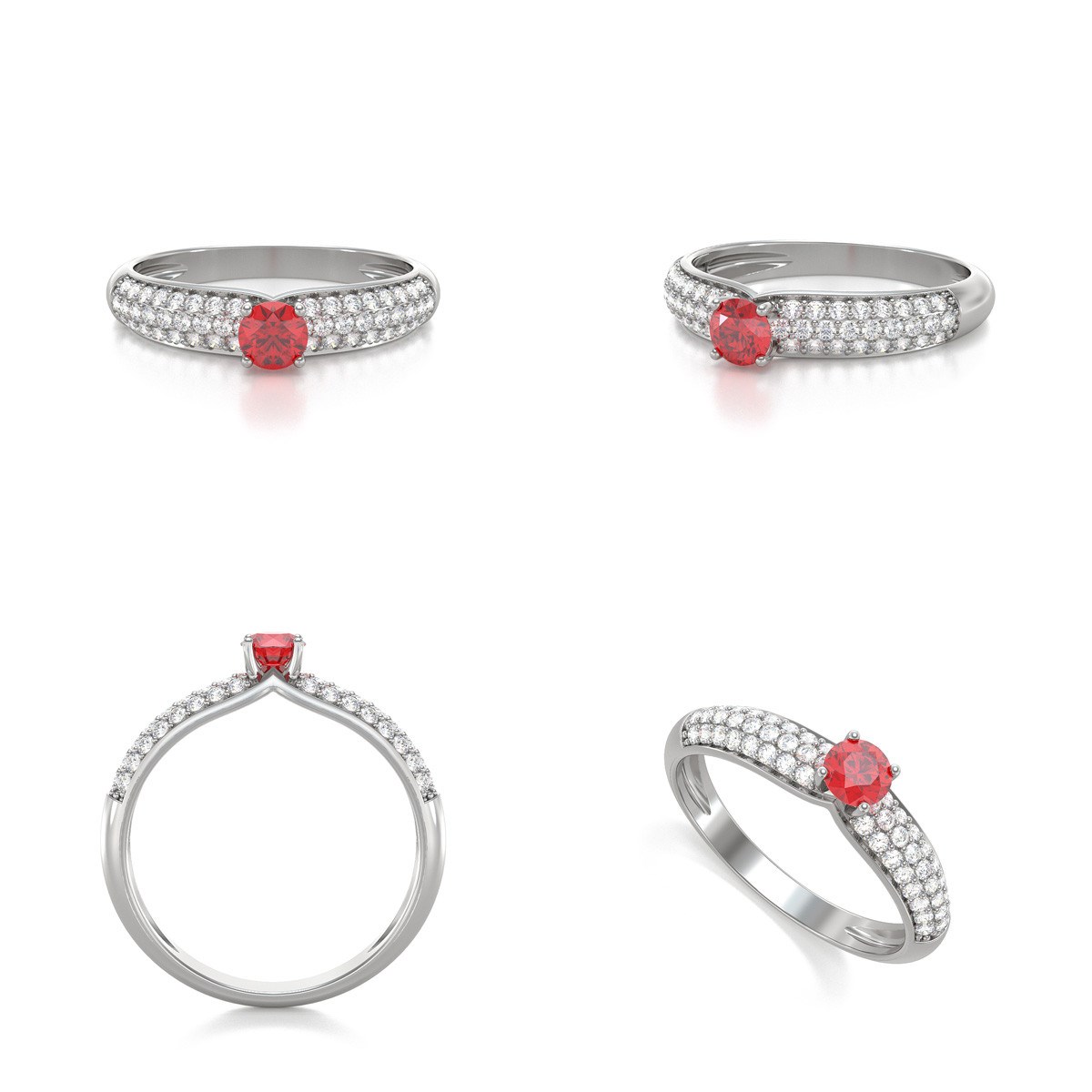 Bague Rubis et diamants sur Argent 925 1.978grs